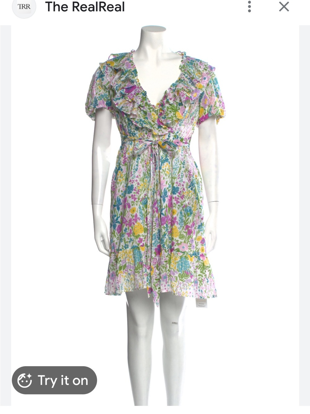 Banjanan Floral Ruffle Wrap 100% cotton dress, size Medium.